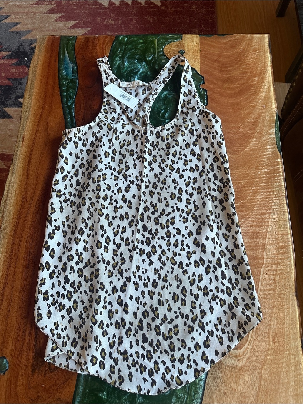 Reiss Leopard-Print Racerback Tank in Cream and Brown